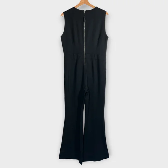 Spanx The Perfect Sleeveless Jumpsuit LARGE Black Smoothing Flare Leg - Picture 3 of 7